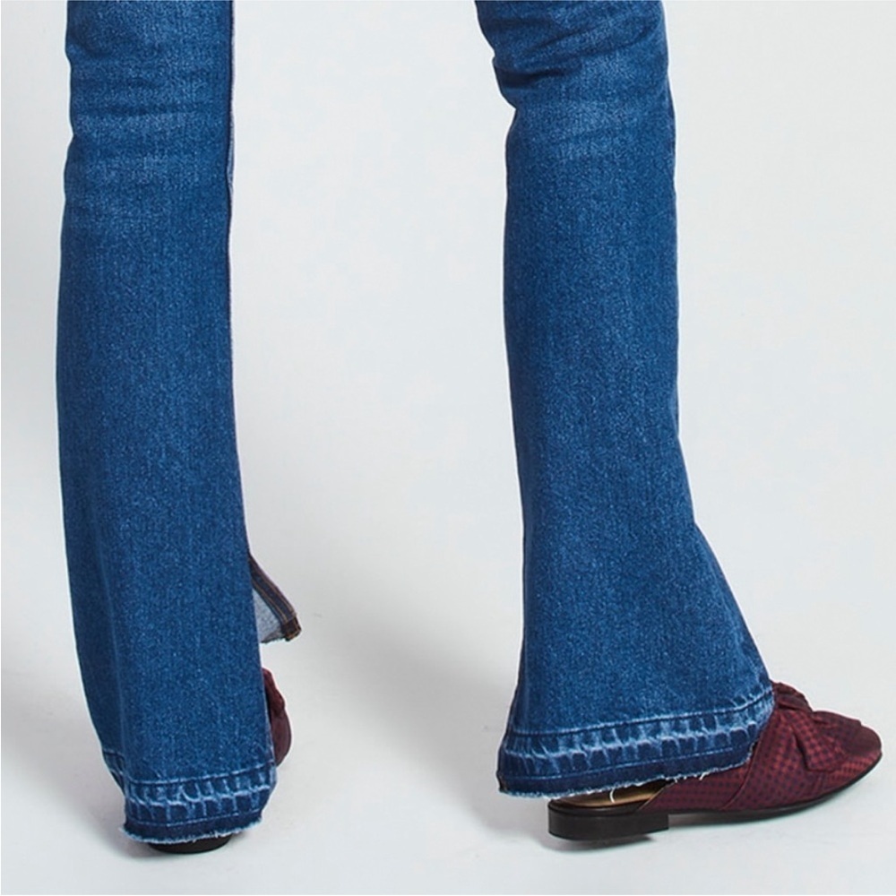 Sandro Paris Vicky Medium Wash Split Distressed Hem Straight Jeans Size 34 - Picture 5 of 7
